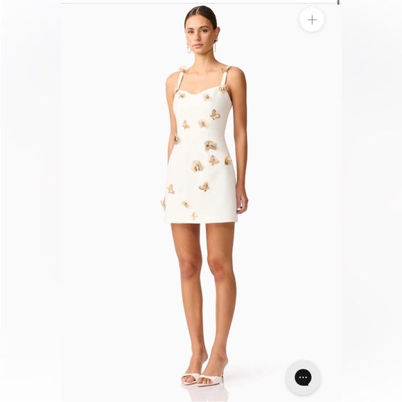 elliatt mira white sweetheart 3d floral butterfly embellished mini dress XS NEW - Picture 6 of 13